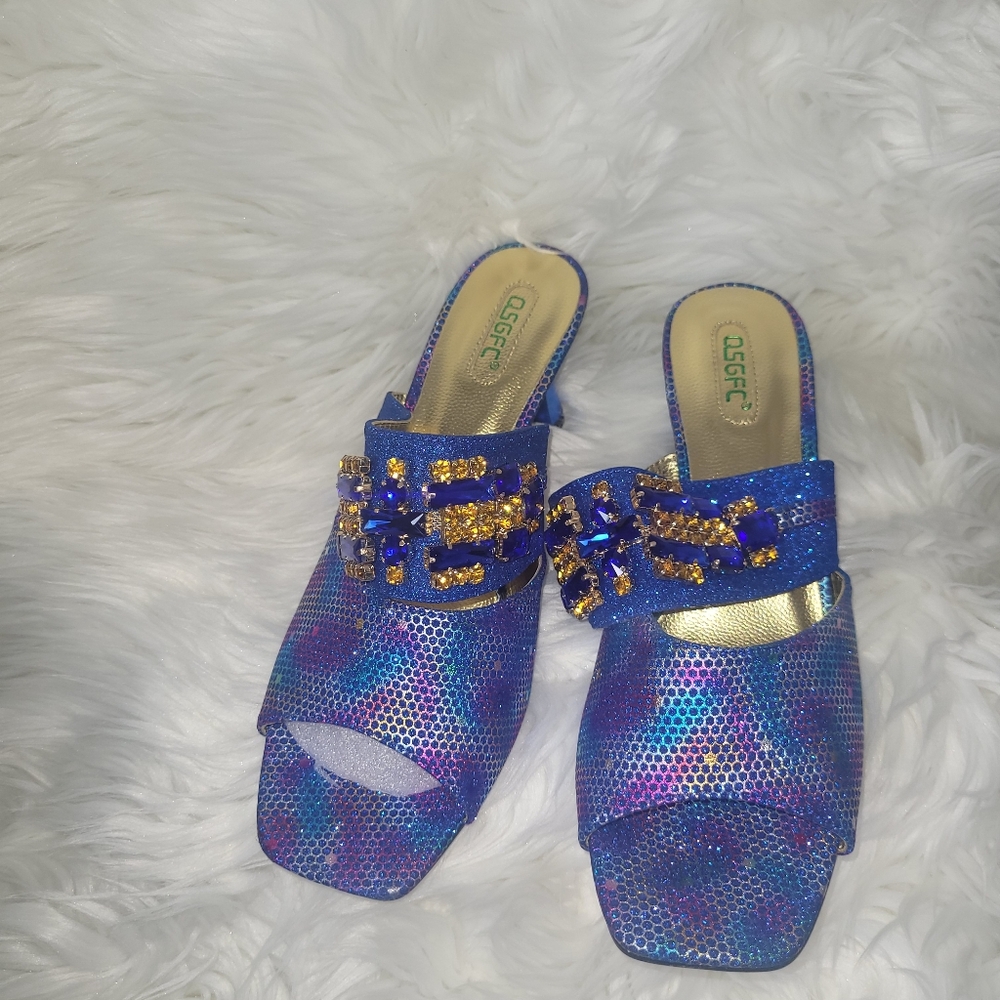 Elegant Blue and Gold Women's Shoes